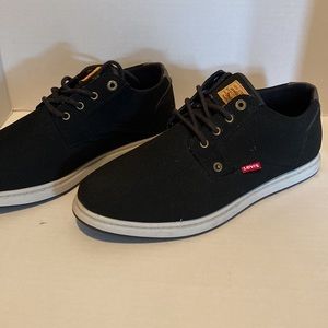 Black/ white sole Levi’s shoes. lightly worn. No Scuffs. Memory foams. Size 12